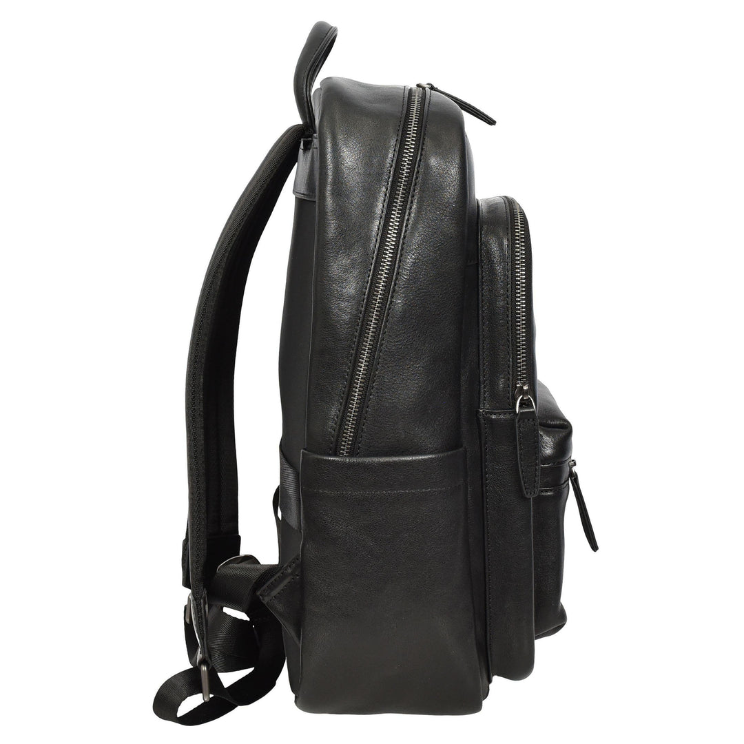 Real Leather Laptop Backpack Daypack Rucksack for Work & Travel Ridge Black