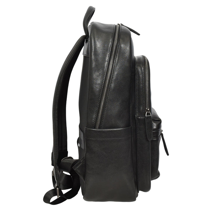 Real Leather Laptop Backpack Daypack Rucksack for Work & Travel Ridge Black