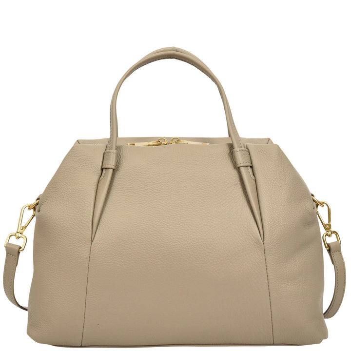 Women's Leather Satchel Handbag Large Tote Katy Grey 3