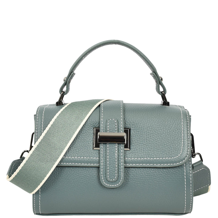 Womens Leather Shoulder Handbag Top Handle Crossbody Bag Polly Teal 8