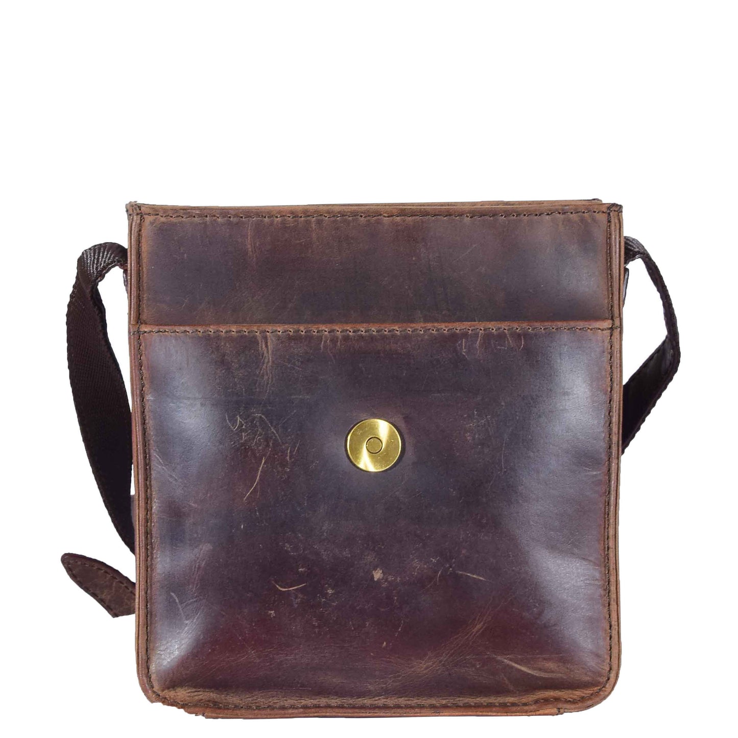 Mens Casual Real Leather Cross Body Organiser Bag NAPLES Brown 3