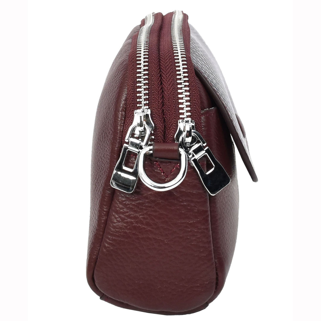 Women's Leather Crossbody Sling Bag Small Exotic Snake-Print Sahara Red 3