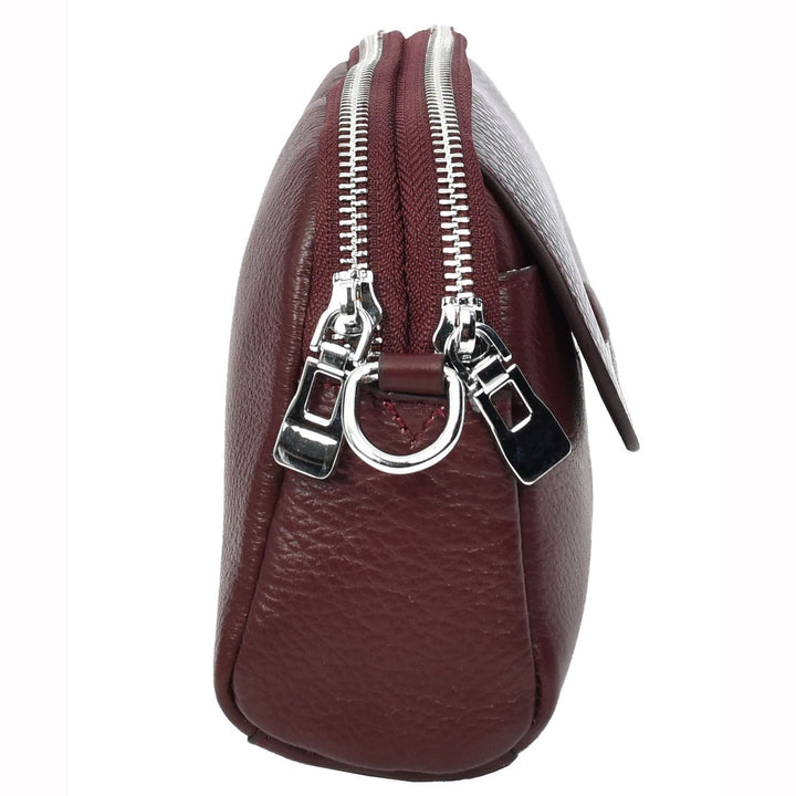 Women's Leather Crossbody Sling Bag Small Exotic Snake-Print Sahara Red 3