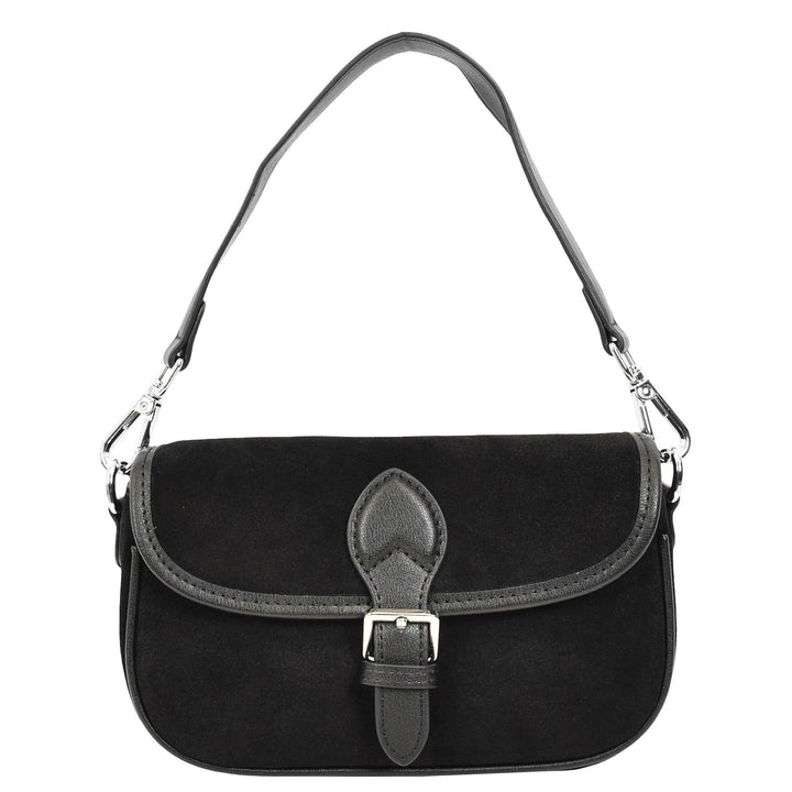 Women’s Real Suede Crossbody Bag Small Handbag Elodie Black 10