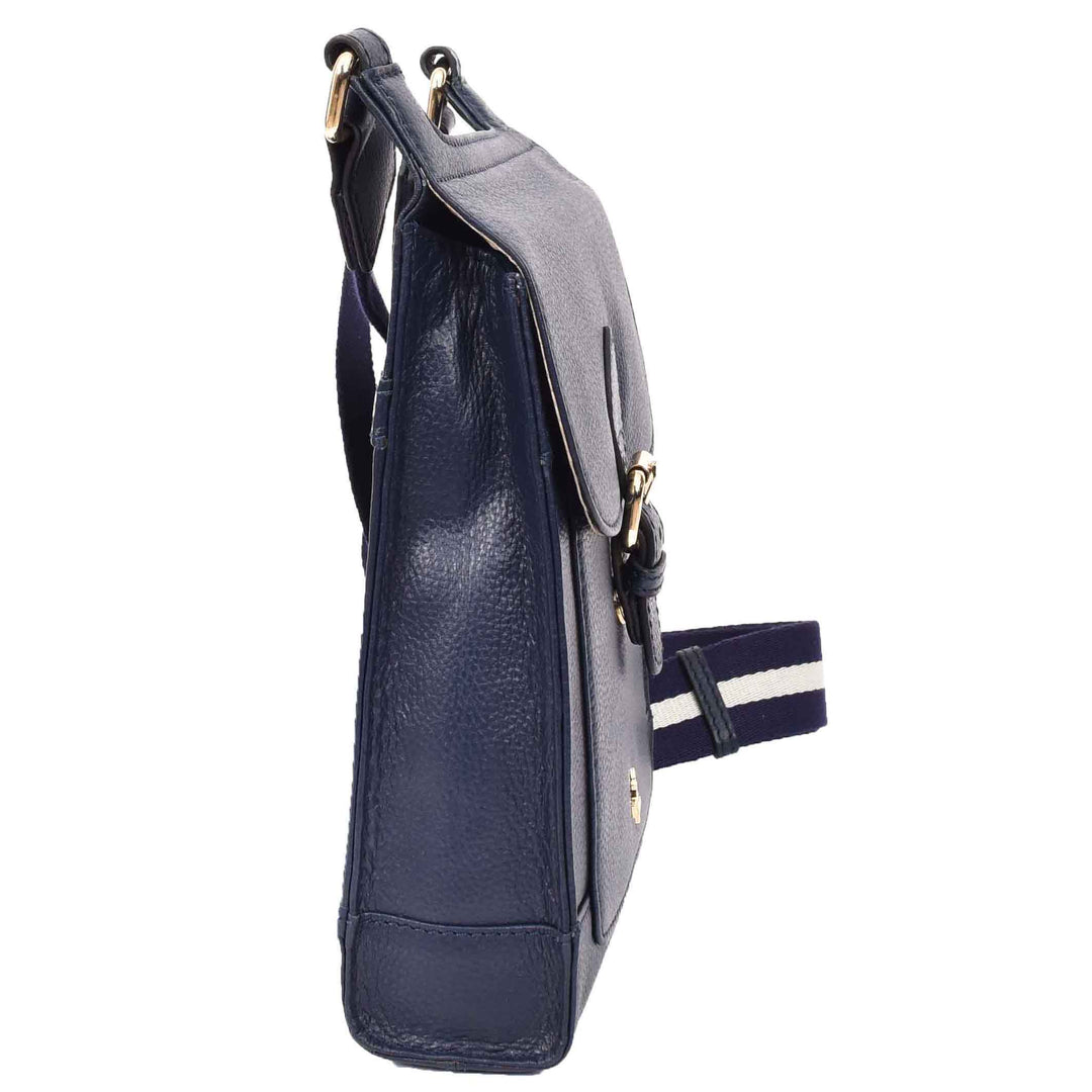 Womens Cross Body Leather Messenger Travel Bag HOL33 Navy 3