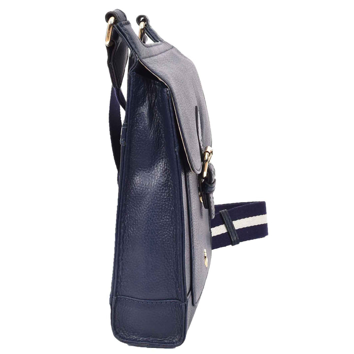 Womens Cross Body Leather Messenger Travel Bag HOL33 Navy 3