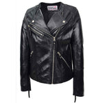 Womens Pure Leather Casual Biker Jacket Cross Zip Shelly 3