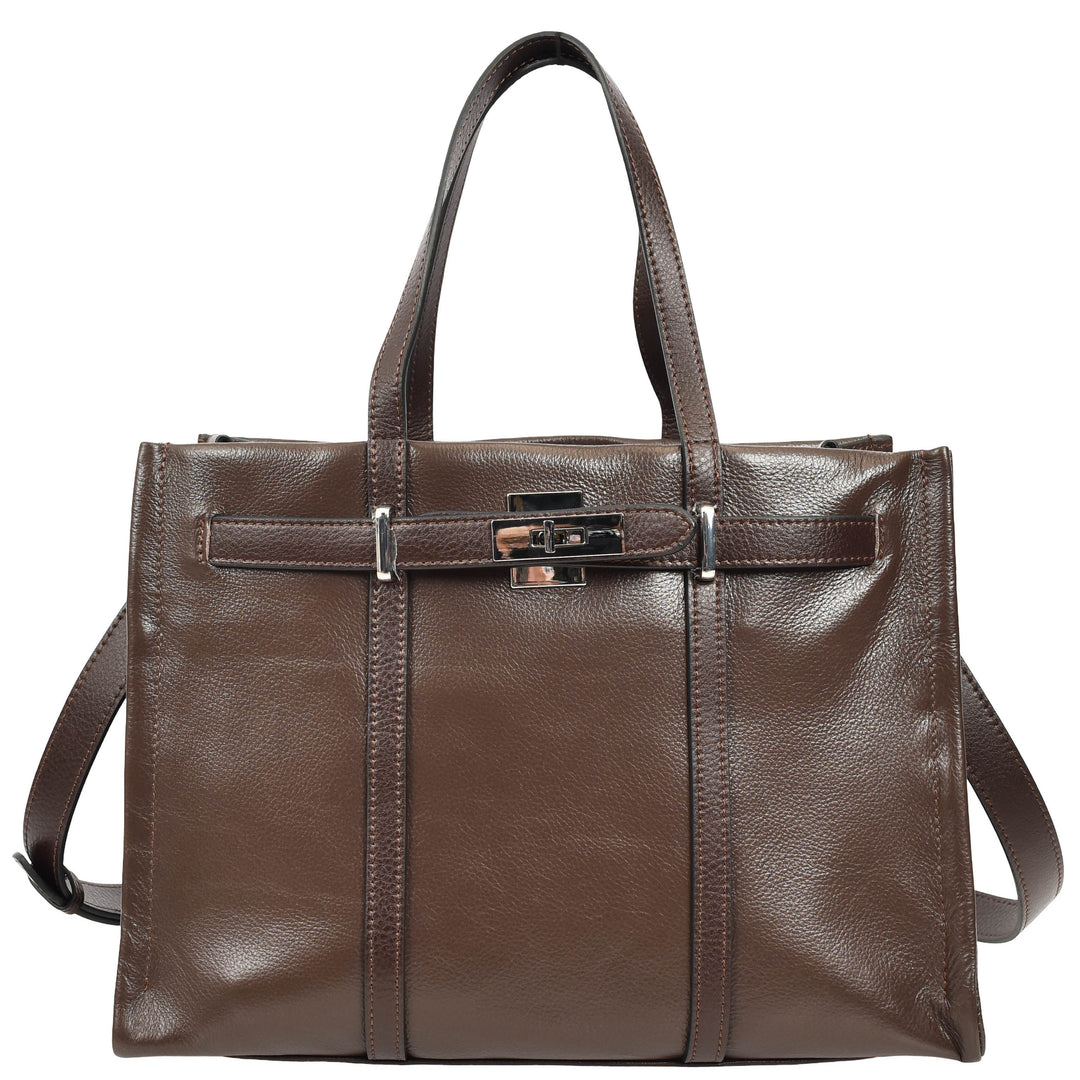 Women's Real Leather Handbag Detachable Strap Shoulder Bag Raven Coffee 8