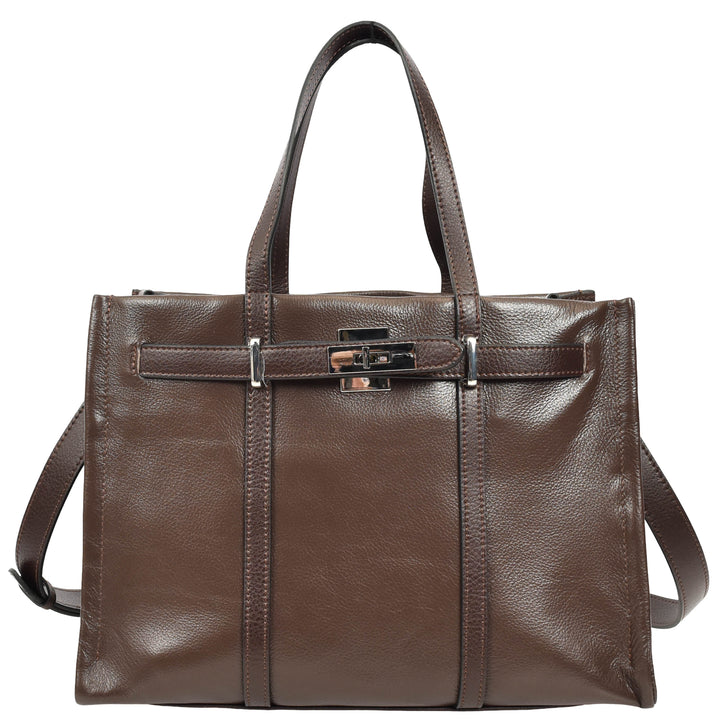 Women's Real Leather Handbag Detachable Strap Shoulder Bag Raven Coffee 8