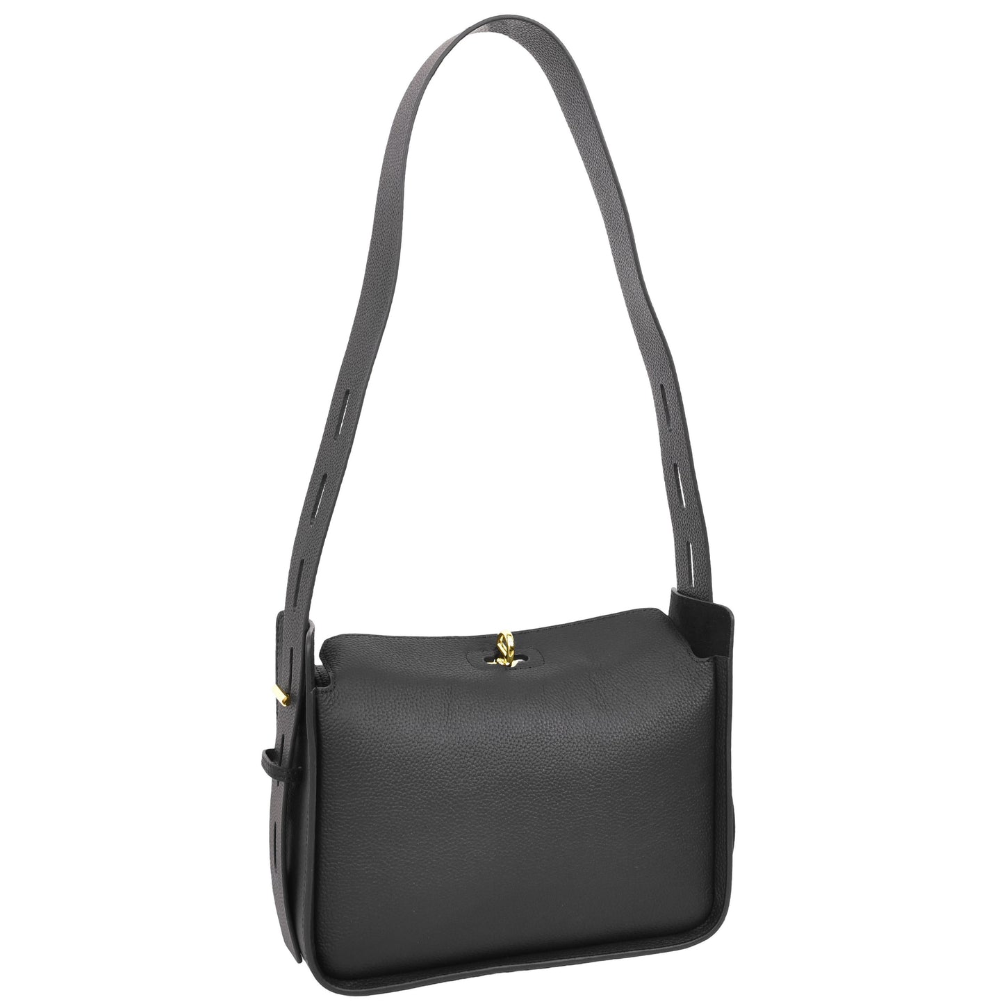 Womens Real Leather Classic Shoulder Bag Penelope Black 2