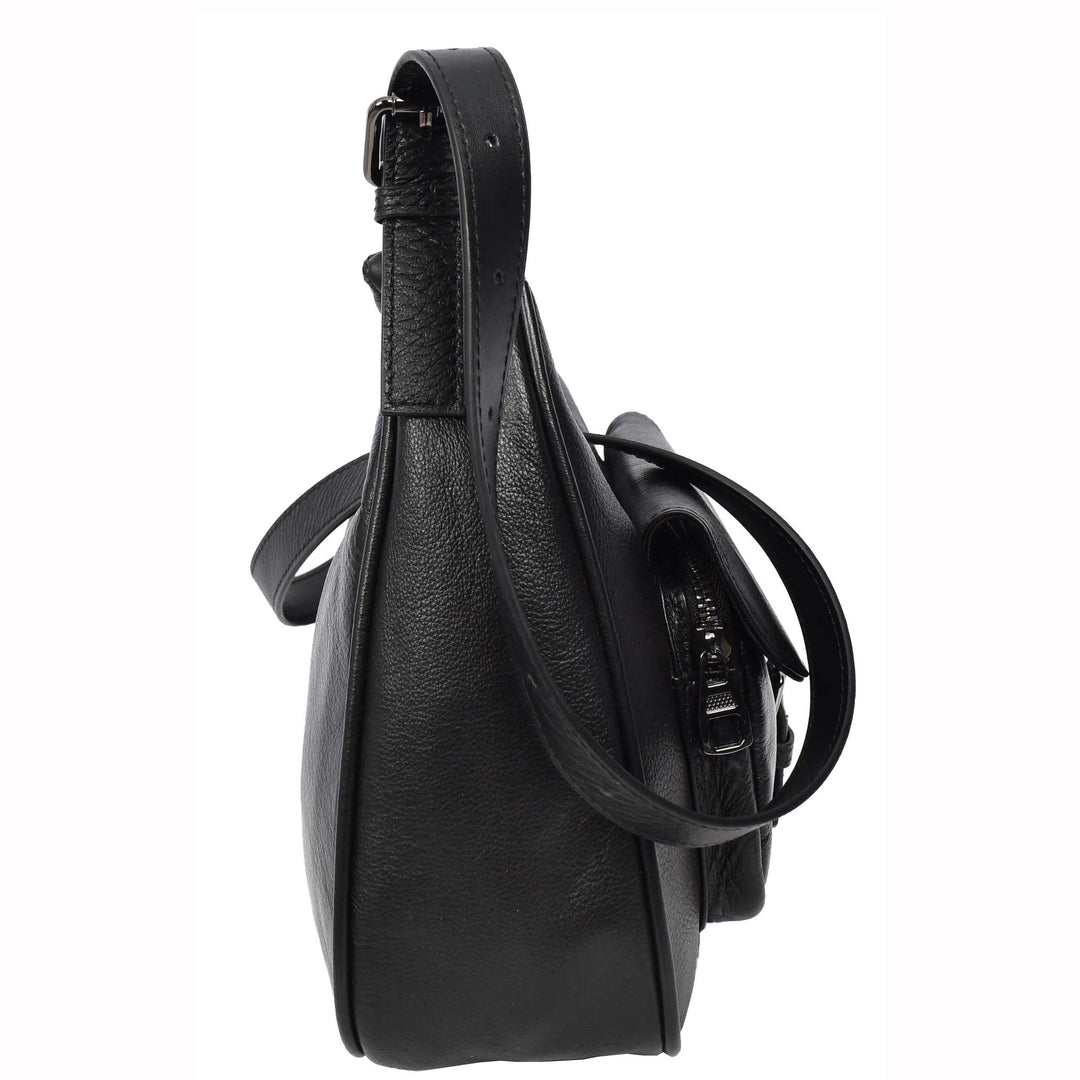 Womens Classic Genuine Leather Shoulder Bag Liora Black 3