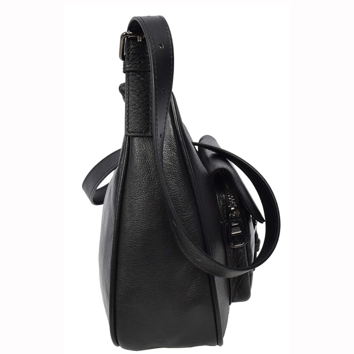 Womens Classic Genuine Leather Shoulder Bag Liora Black 3