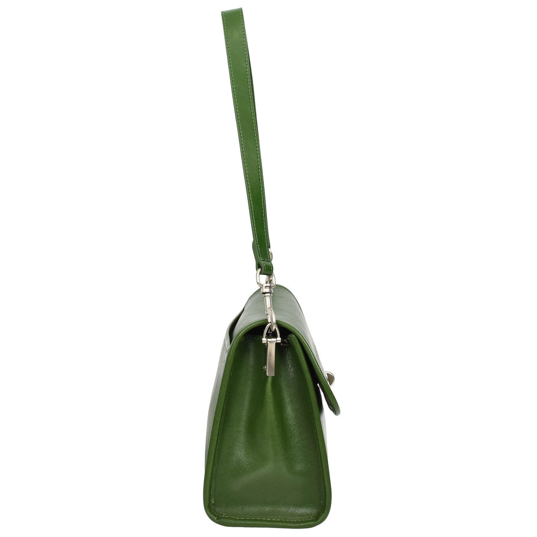 Women's Genuine Leather Flap-Over Crossbody Shoulder Bag with 2-in-1 Style Arden Green