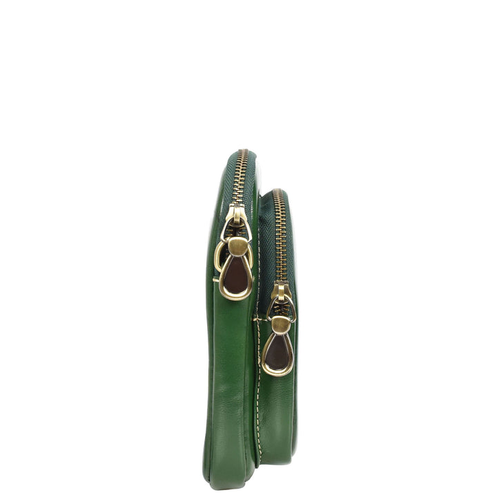 Womens Real Leather Sling Pouch Small Crossbody Bag Isobel Green