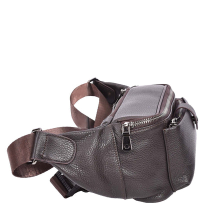 Real Leather Bum Bag Milan Brown-4