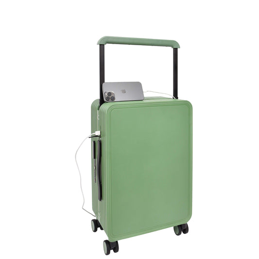 20" Cabin Size USB Port Suitcase Four Wheels Hard Shell Luggage Expedition Green-1