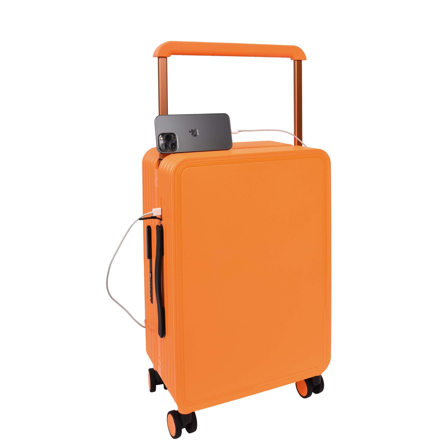 20" Cabin Size USB Port Suitcase Four Wheels Hard Shell Luggage Expedition Orange-1