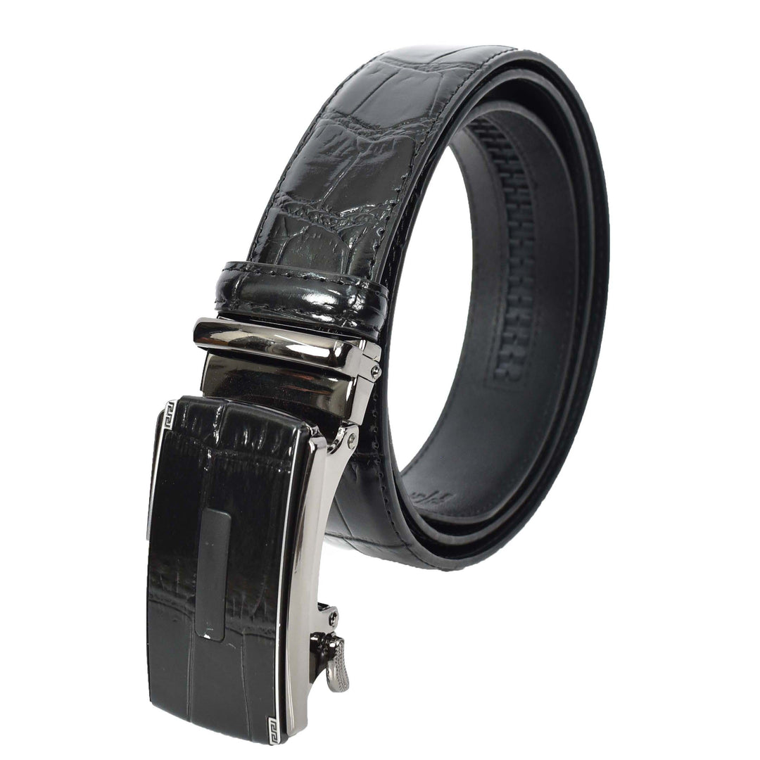 Real Leather Mens Adjustable Ratchet Buckle Belt Dress Suits Pants Every Day Wear Whistler Black