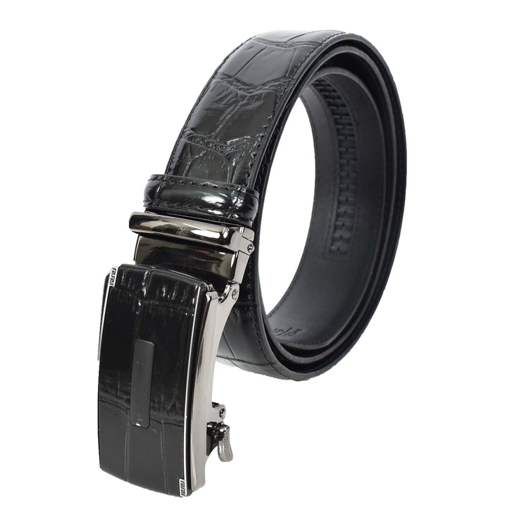 Real Leather Mens Adjustable Ratchet Buckle Belt Dress Suits Pants Every Day Wear Whistler Black