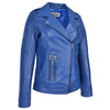 Womens Real Leather Biker Jacket Cross Zip Style Pam Blue-4