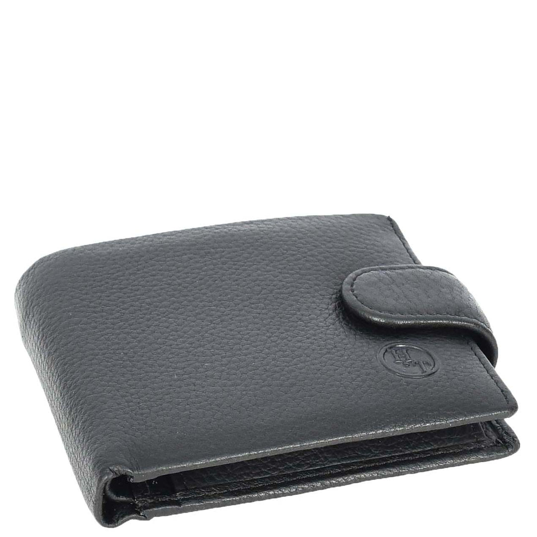Mens Real Leather Mid Size Bifold Wallet Multi-Pockets Coins Cards Notes Style Tempe Black-5