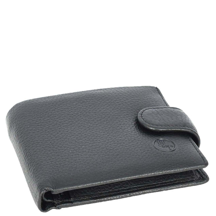 Mens Real Leather Mid Size Bifold Wallet Multi-Pockets Coins Cards Notes Style Tempe Black-5