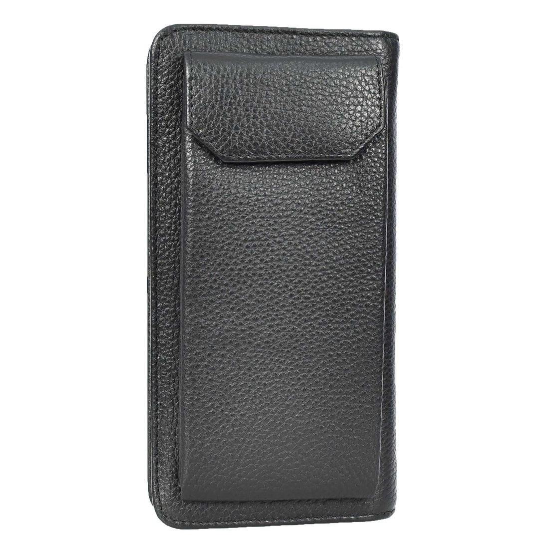 Womens Real Leather Purse Large Mobile ID Cards Glasses Organiser Clutch Wallet Arlon Black-2