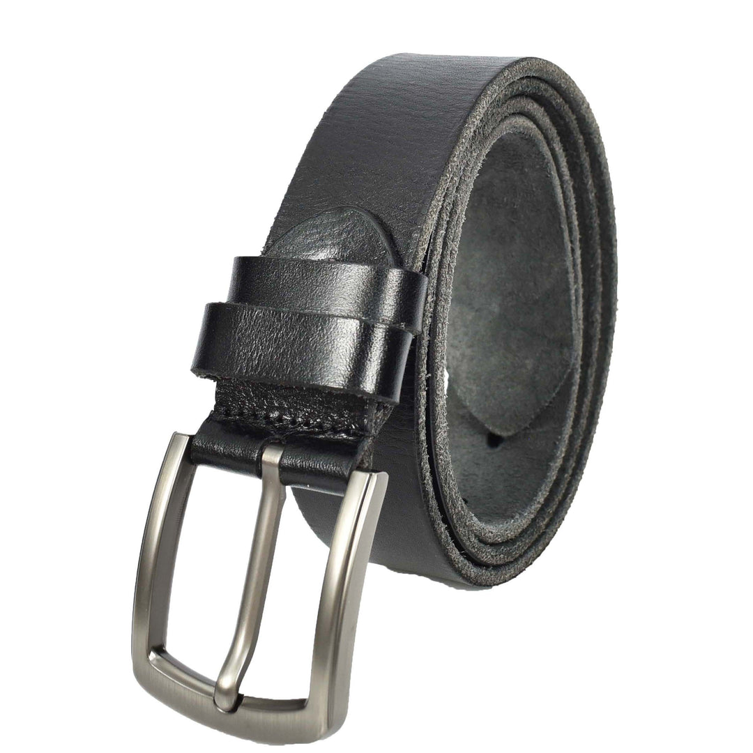 Mens Real Leather Belt Casual Style For Jeans Pants Work Everyday Wear Truro Black-2