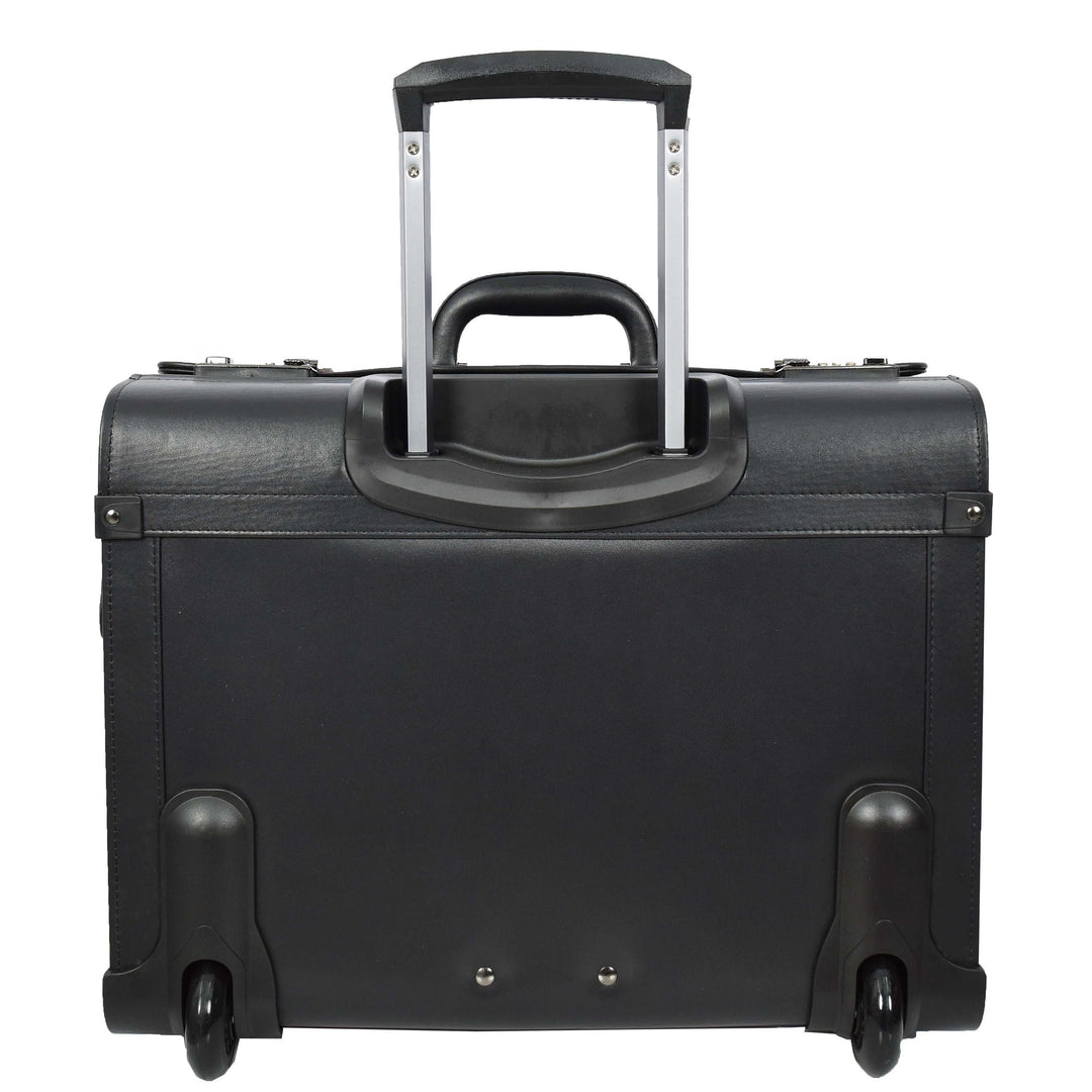 Pilot Case 2 Wheeled Faux Leather Lightweight Business Cabin Travel Bag Toulon Black