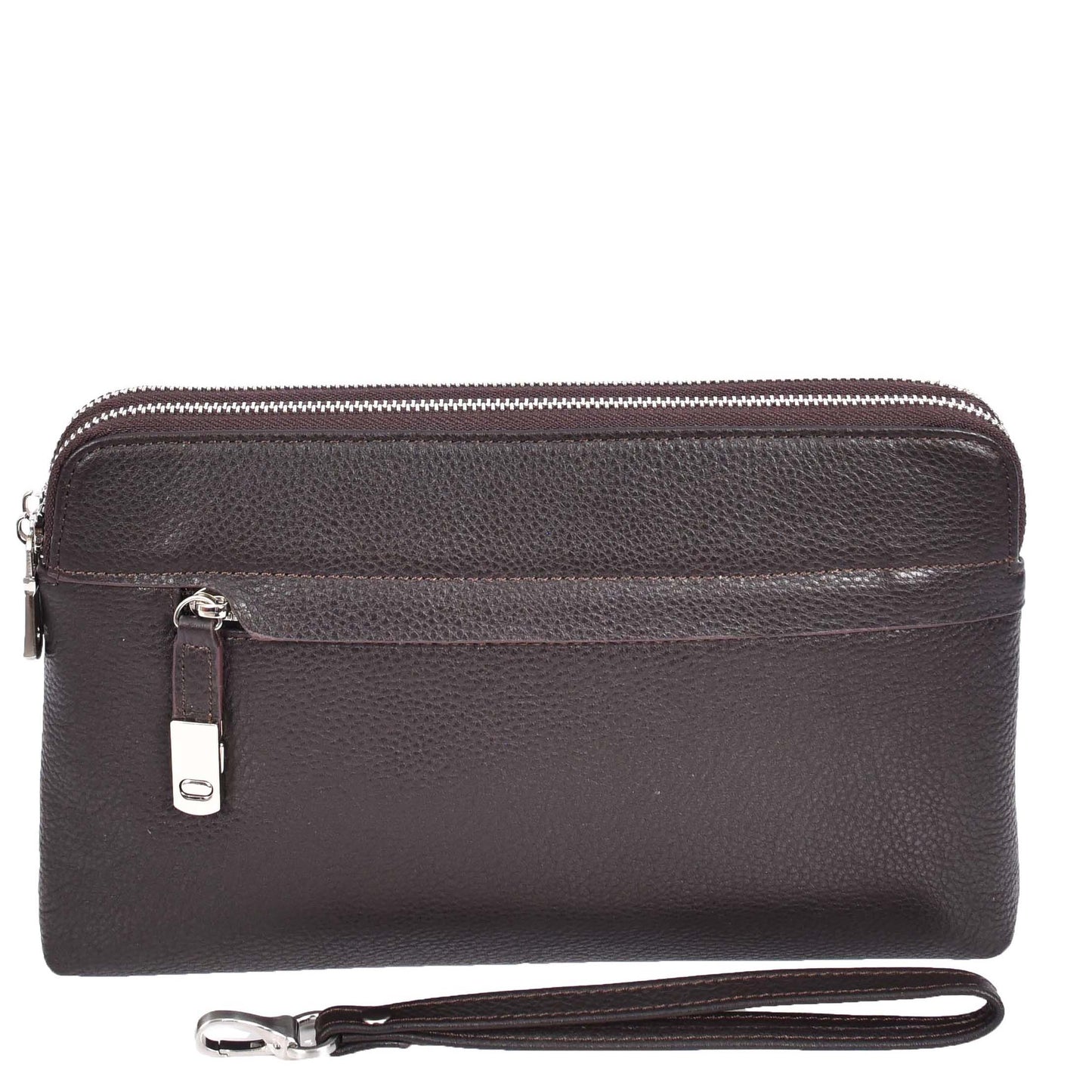 Real Leather Pouch Wrist Bag Stirling Brown-4