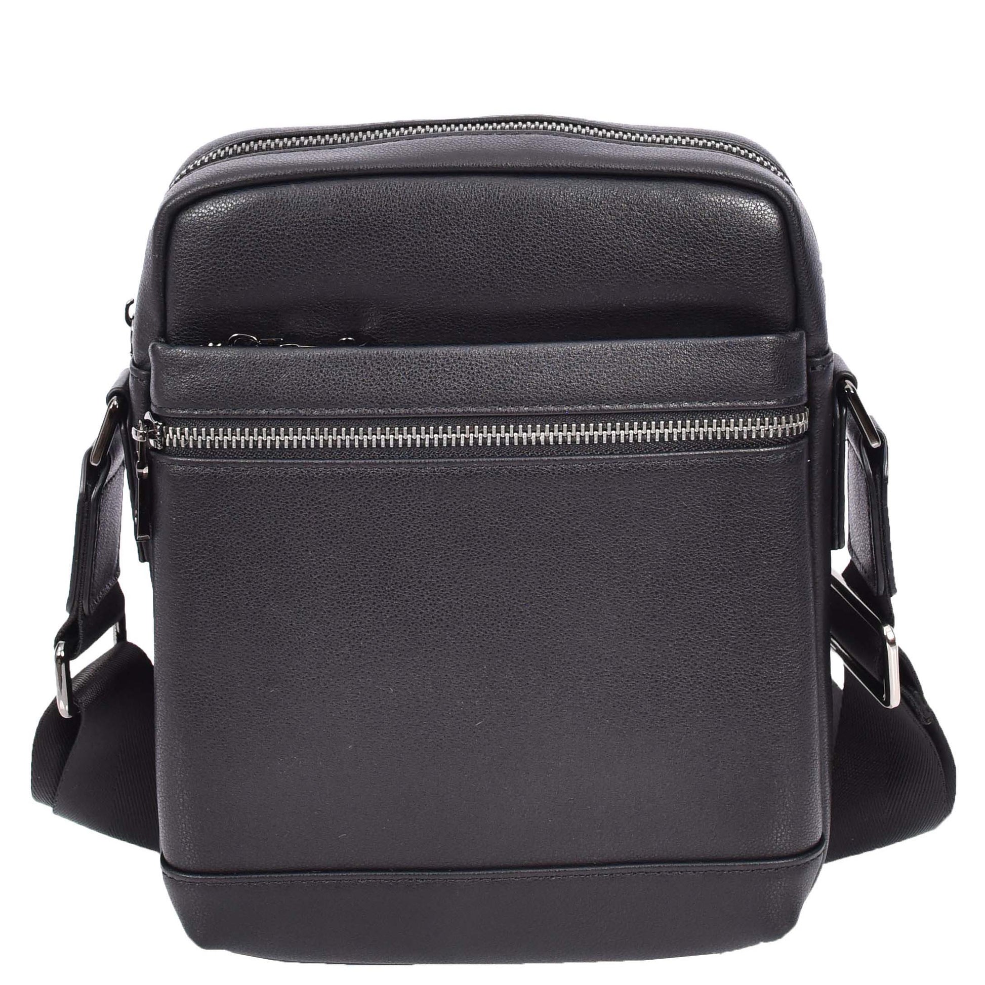 Mens Leather Cross Body Messenger Bag Medium Organiser Travel Pouch Justin Black-4