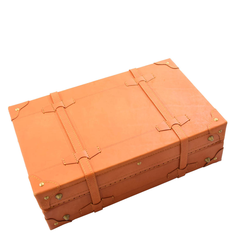 Real Leather Antique Travel Steamer Trunk HOL1188 Tan 2
