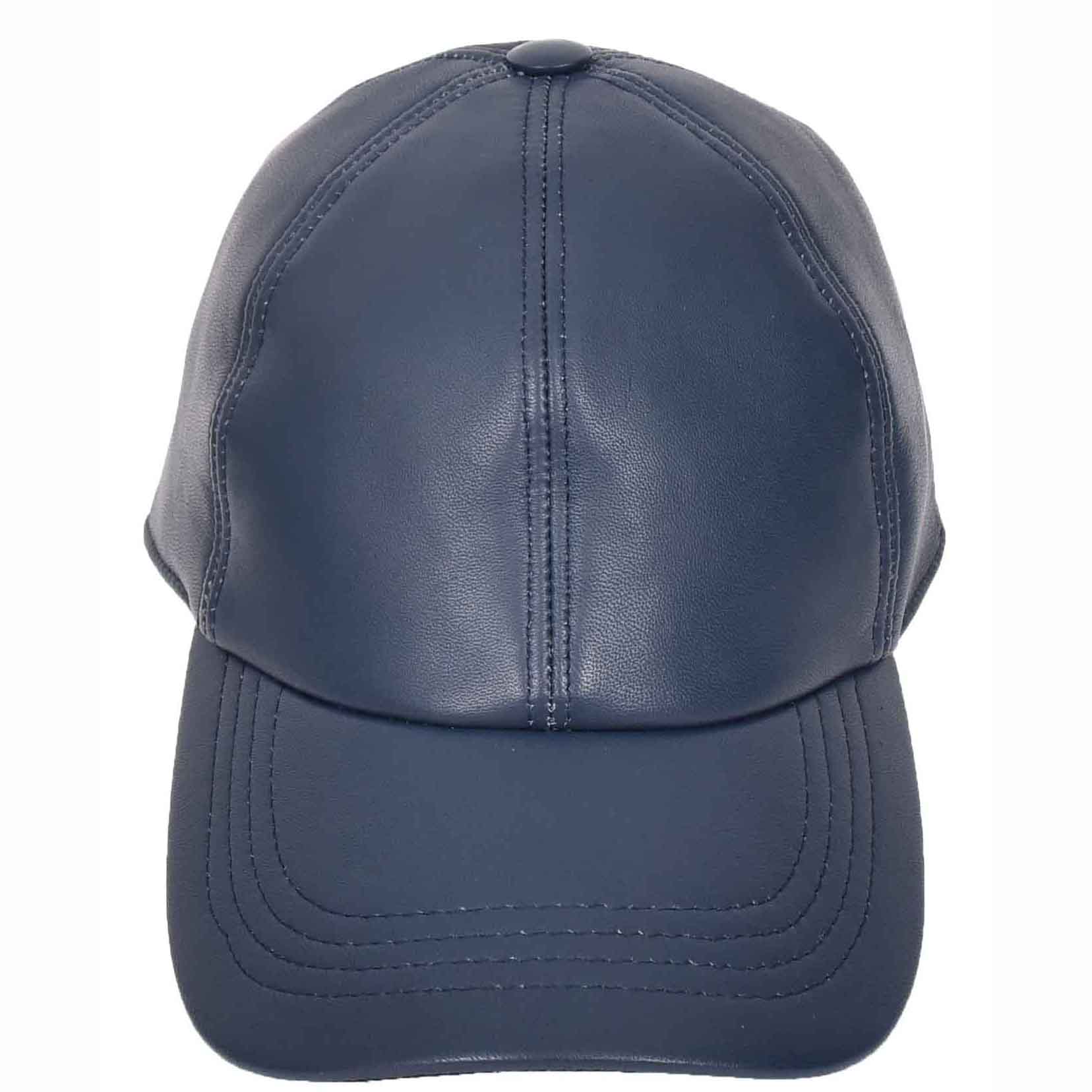 Classic Leather Baseball Cap Blue 4