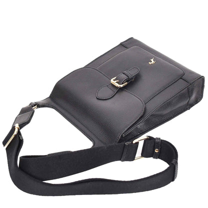 Womens Cross Body Leather Messenger Travel Bag HOL33 Black 4