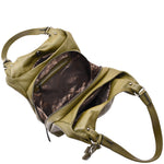 Womens Leather Shoulder Zip Opening Large Hobo Bag Kimberly Olive 4