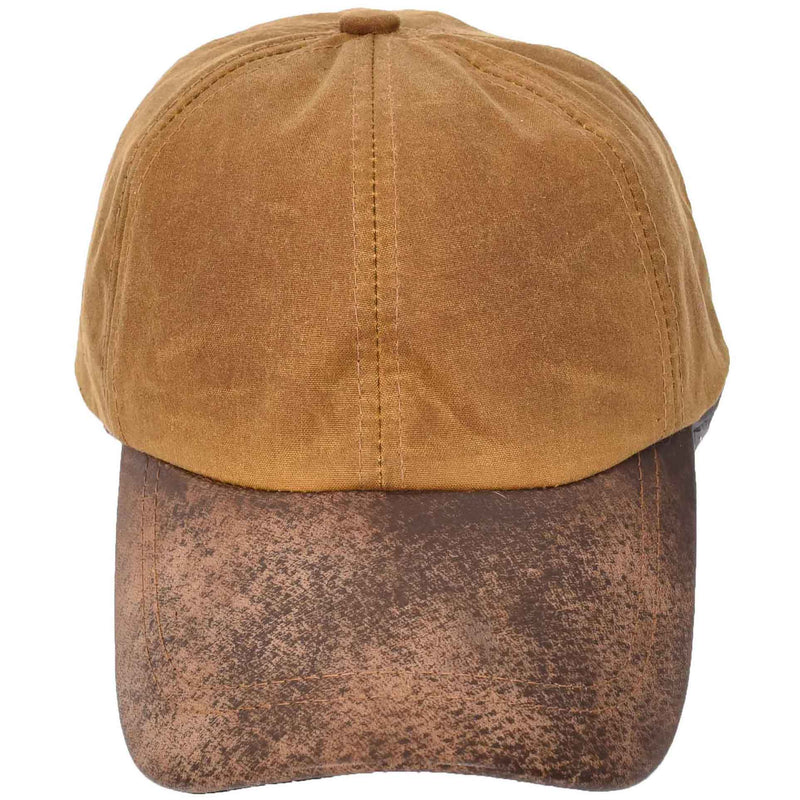Classic Hat Leather Canvas Baseball Cap Tan 4