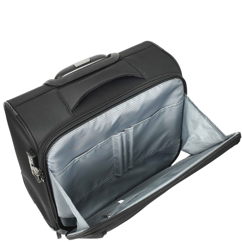 Business Organiser Office Travel Pilot Case 4 Wheeled Bag Black Troy 4