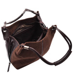 Womens Leather Suede Shoulder Bag Zip Large Brown Hobo Audrey 4