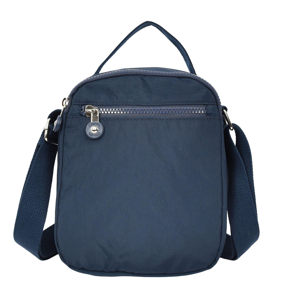 Men's Cross Body Bag Multiple Zip Compartments Lightweight Messenger Bag Shaun Navy