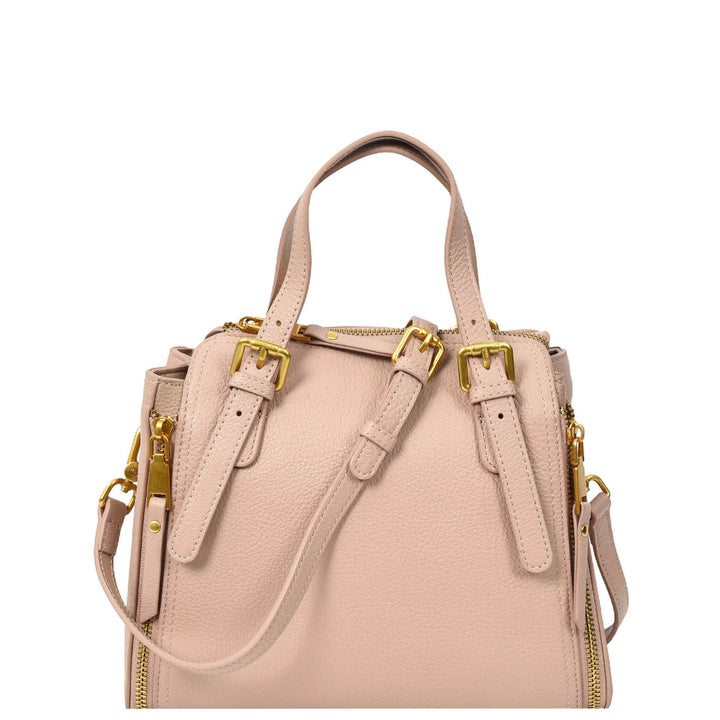 Womens Real Leather Handbag Small Size Top-Handle Style Juniper Pink