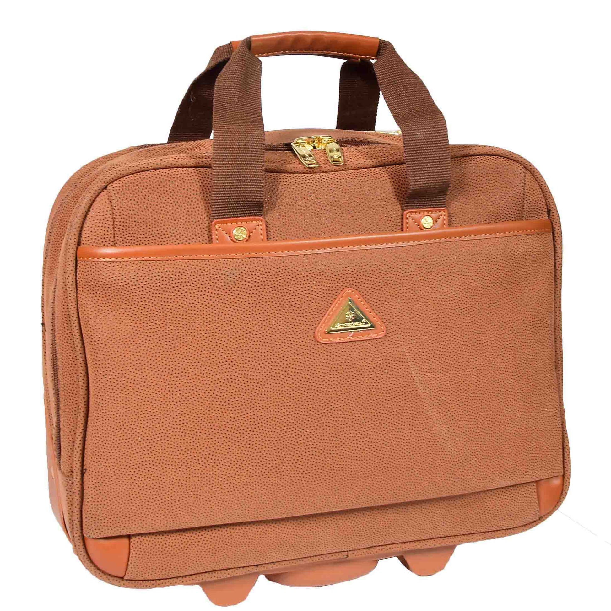 Pilot Case with Wheels Faux Suede Briefcase Style CADIZ Camel 4