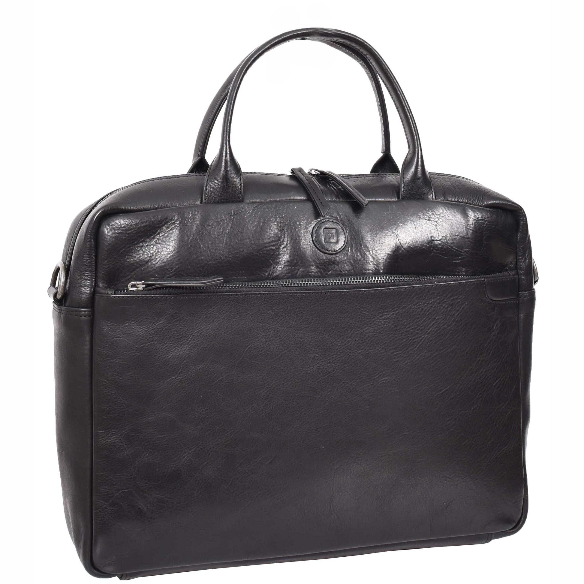 Vegetable Tanned Leather Briefcase Bag Satchel Laptop HOL3002 Black 4