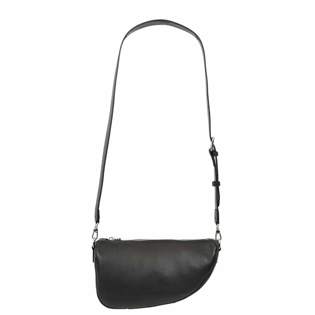 Women's Real Leather Crossbody Bag Half-Moon Style Agnes Black 4