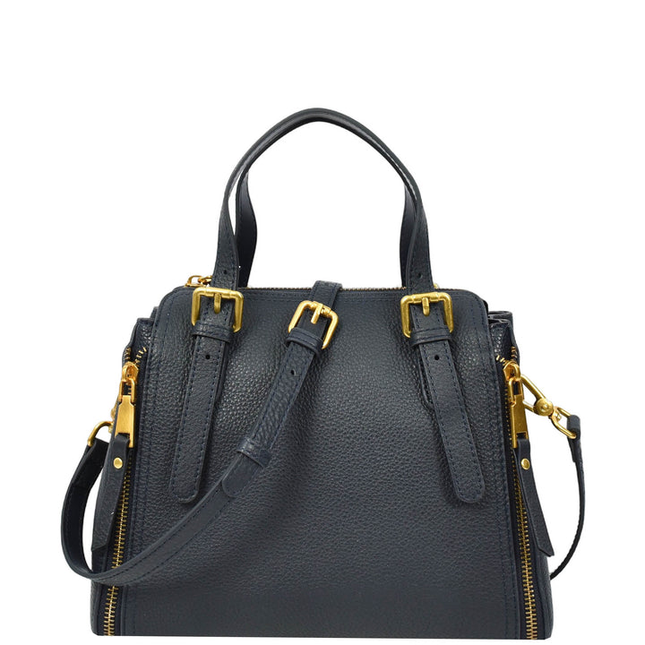 Womens Real Leather Handbag Small Size Top-Handle Style Juniper Blue-1