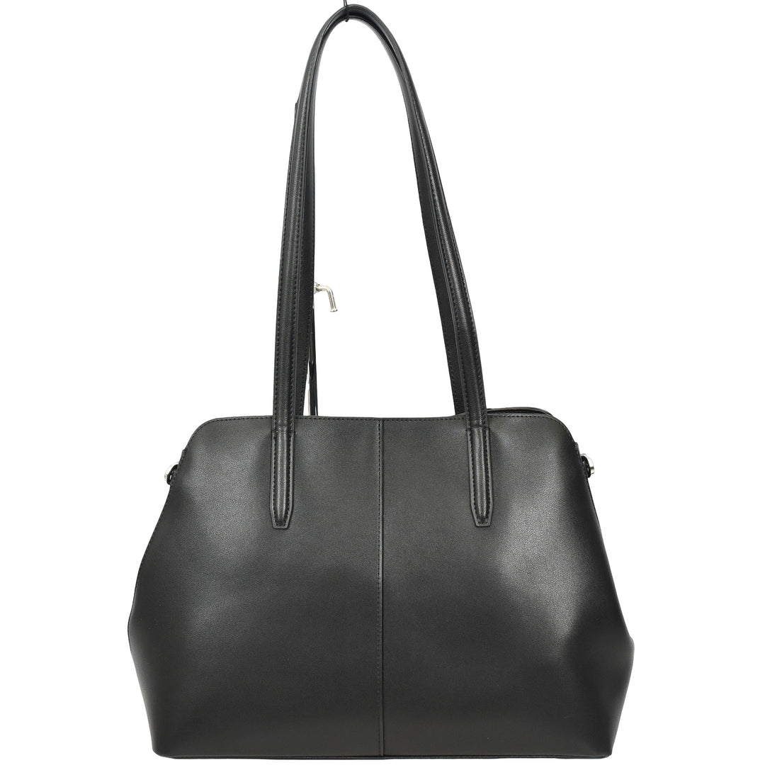 Womens Leather Tote Bag Elegant Shoulder Handbag Ilara Black 4