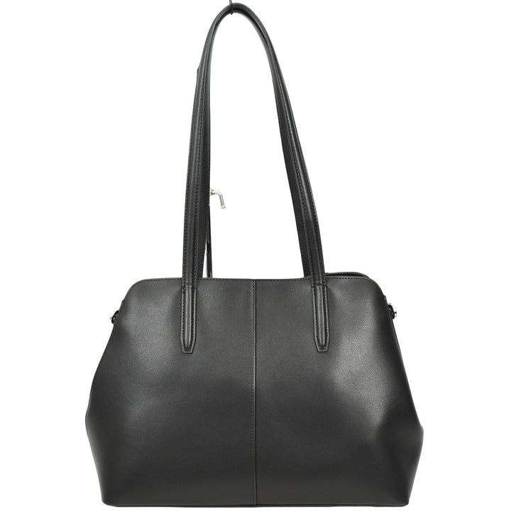 Womens Leather Tote Bag Elegant Shoulder Handbag Ilara Black 4