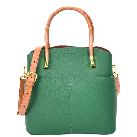 Womens Leather Top Handle Bag Ella Green