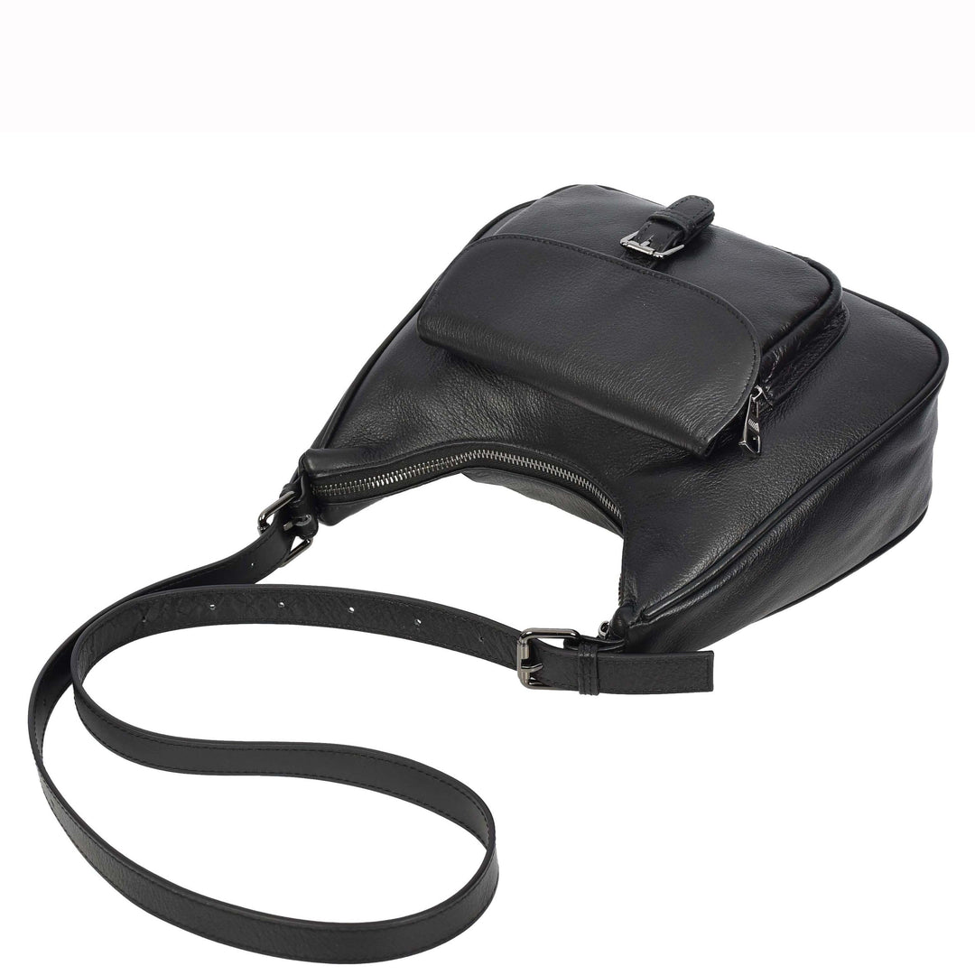 Womens Classic Genuine Leather Shoulder Bag Liora Black 4