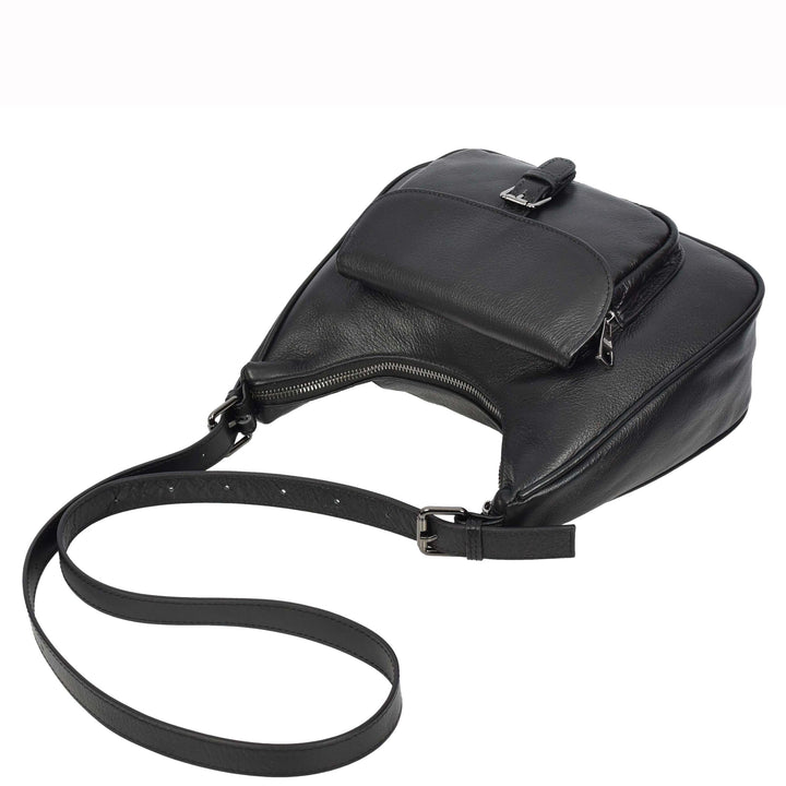 Womens Classic Genuine Leather Shoulder Bag Liora Black 4