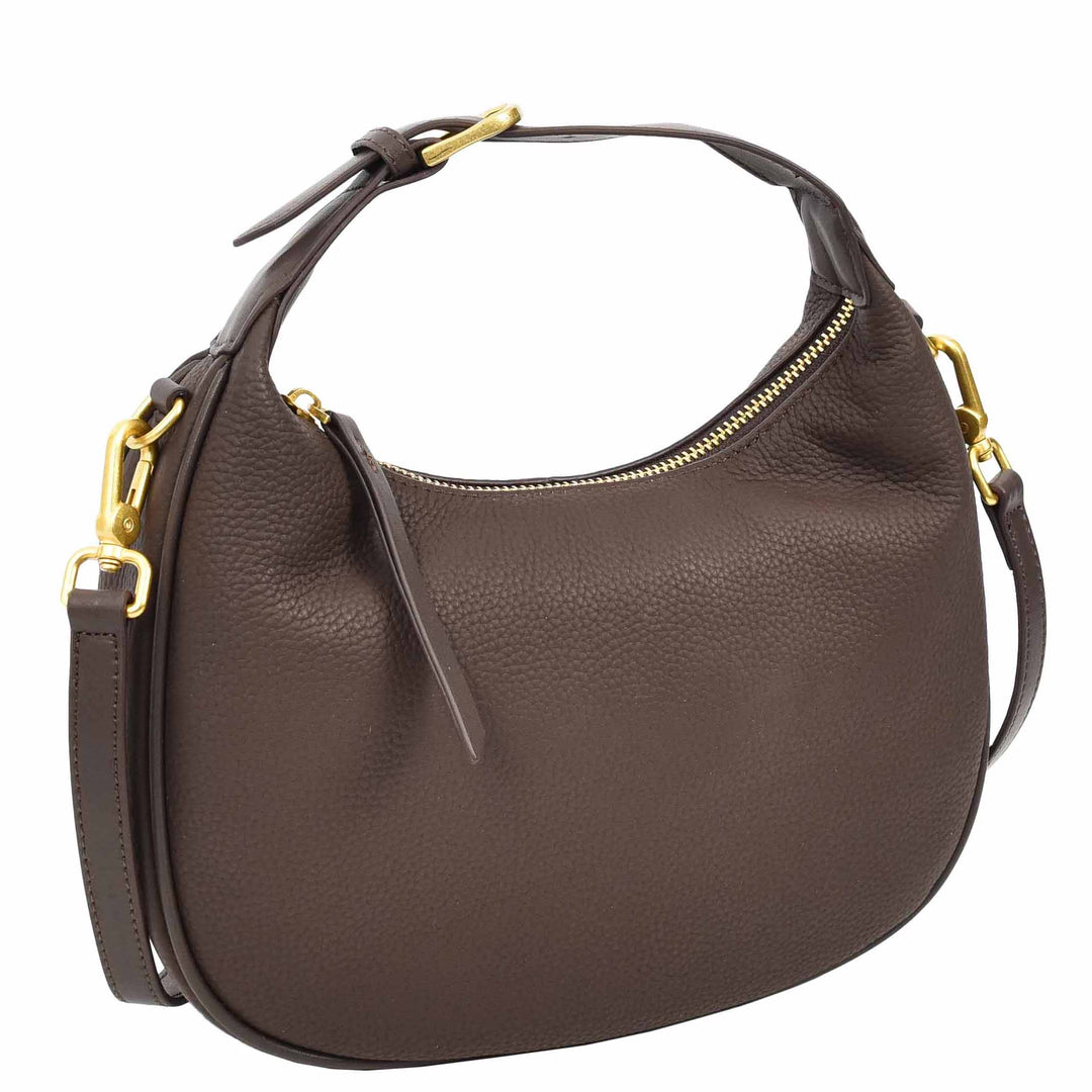 Women's Oval Shoulder Bag Leather Hobo Purse Dakota Coffee 2